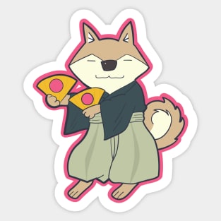 Cute shiba inu dog wearing a Hakama Drawing Sticker